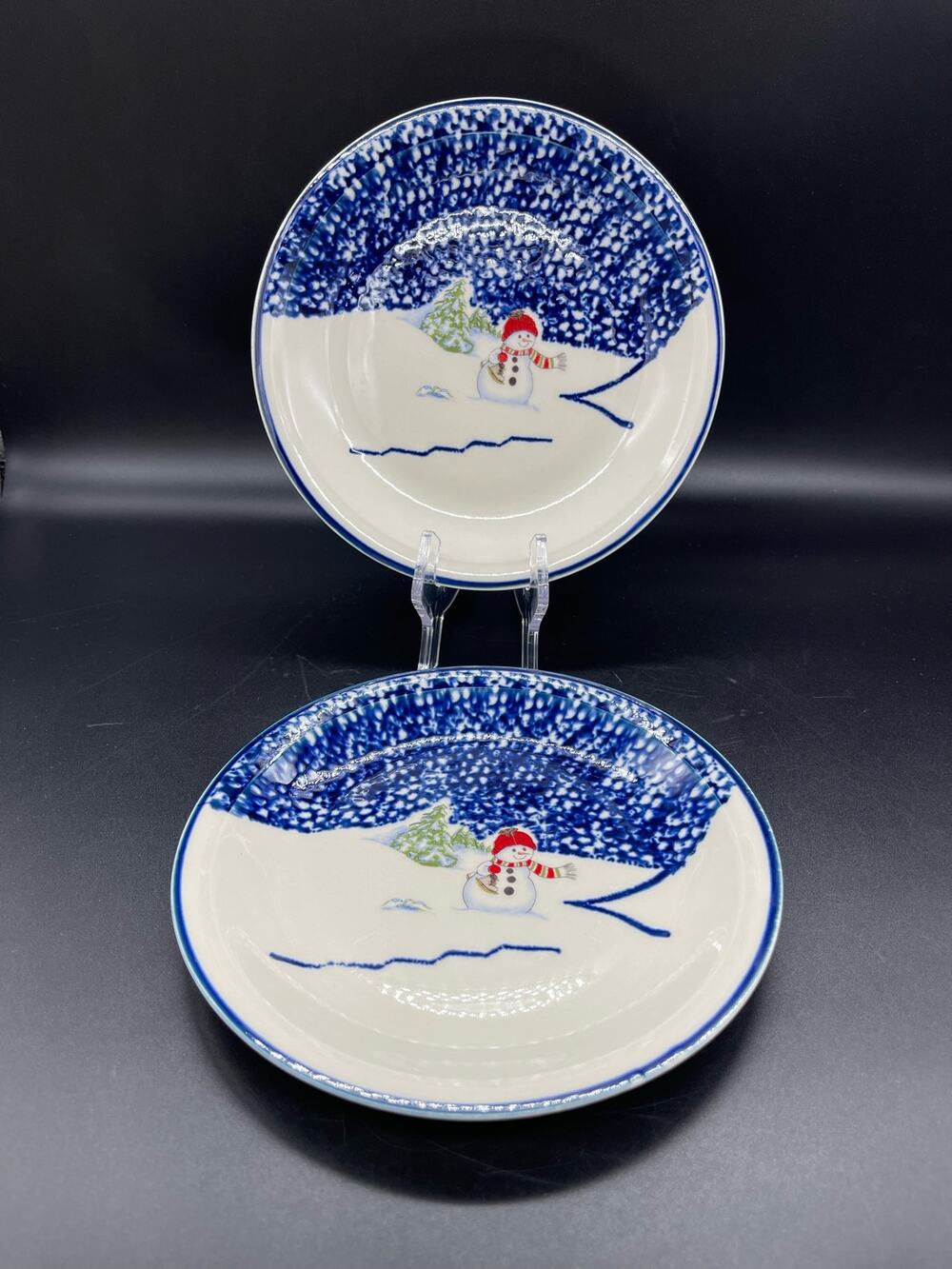 Thomson Pottery Snowman Set of 2 Salad Plates